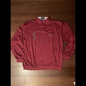 John Blair Mens Size XL Pullover 1/4  Button Long Sleeve Burgundy Red Shirt New
